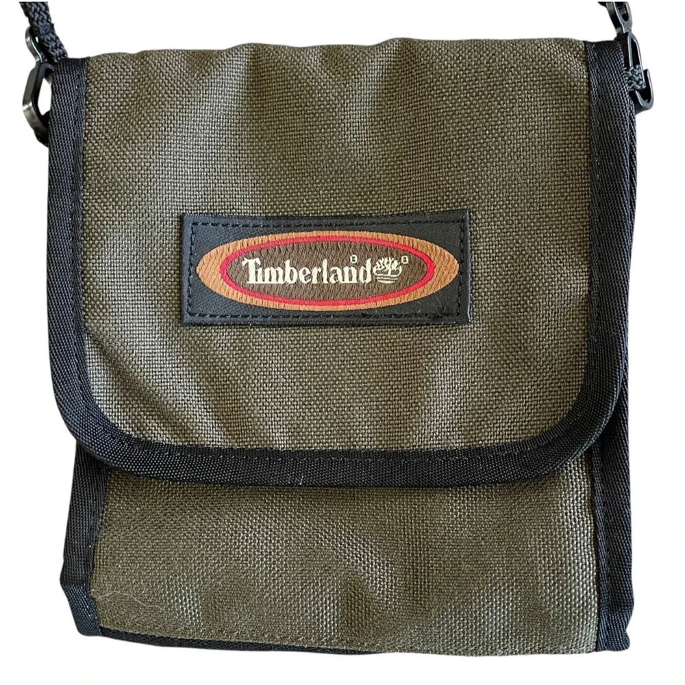 TIMBERLAND Men's Olive Green Canvas Sling Security Waterproof Small Outdoor Bag